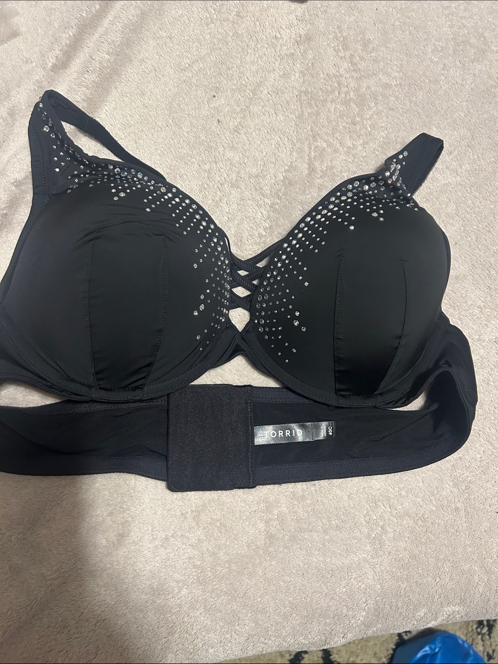 torrid Black Rhinestone Crisscross Push-Up Bra
